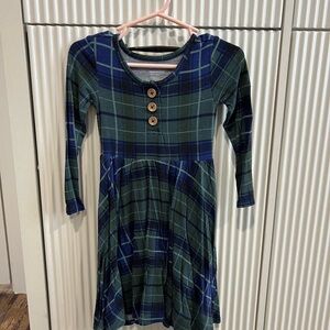 Posh Peanut Green and Blue Plaid Kids Dress
